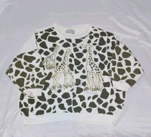 Vtg 1987 Giraffe Allover Print Crewneck Sweater ZAKY Made In USA - Picture 1 of 15