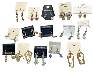 Assorted 15 PAIR Lot Gold/Silver Tone dangle Pierced earrings Costume NWT - Picture 1 of 9
