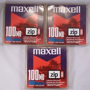 Maxell Zip 100 Disk 100MB DOS formatiert für Zip Laufwerk 3 Stück - Bild 1 von 2