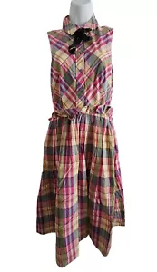 J.Crew Kleid Damen 0 kariert Neu mit Etikett ärmellos Midi 100 % Baumwolle Shirt Kleid Preppy - Bild 1 von 15