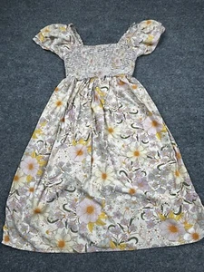 ANA Babydoll Floral Dress Womens XS Daisy Cottage Fairy Boho Romantic Smocked - Picture 1 of 11