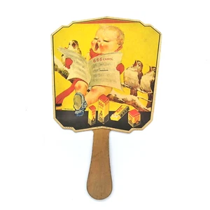 666 Laxative Malaria Tonic Advertising Hand Fan Toddler Birds Singing  - Bild 1 von 4