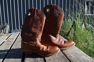 Cowboy boots men 9.5D Brown Leather - Picture 1 of 8