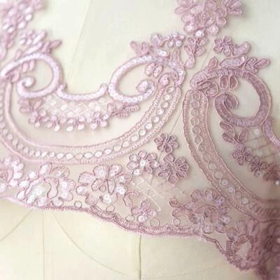 24CM*1 Yard Delicate Embroidered Flower Sequin Lace trim Wedding/sewing/Dress - Image 1 of 4