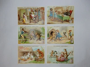 Liebig Sammelkarten: "Tiere in menschlichen Situationen" - Kompletter 6er Set - Deutsch - GC - Bild 1 von 2