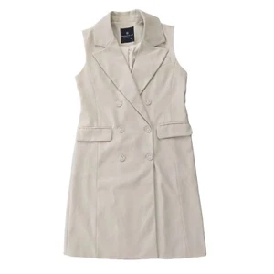 Bagatelle Collection Sand Lined Double Breasted Coat Vest Cream Tan S - Picture 1 of 13