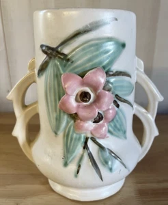 Vintage McCoy Pottery Blossom Time Floral Double Handled Vase USA - Picture 1 of 10