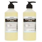 2 x 500ml Organic Liquid Castile Soap, 100% Pure & Natural, Certified SLS Free