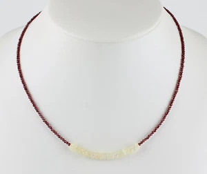 Rhodolite Garnet Necklace with Welo Opal Gemstone Faceted Collier approx. 45 cm - Picture 1 of 2