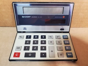 Sharp Vintage Calculator Elsi Mate EL-331 Solar Cell - Flip Open - Working - Picture 1 of 6