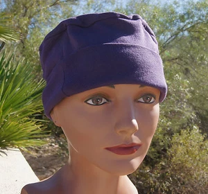 ADULT 100% Cotton DEEP PURPLE sleeping night Cap mens women UNISEX nightcap hat - Picture 1 of 5
