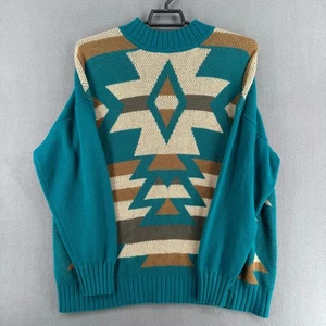 Savanna Jane Aztec Southwestern Teal Western Pullover Damen 2X Türkis - Bild 1 von 12