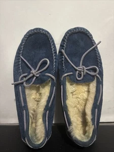 UGG Ascot Woman’s sz 9 Blue Lining Moccasin Stitched Slipper Excellent - Picture 1 of 5
