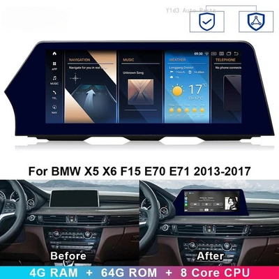 12.3'' Car GPS Blade Screen For BMW X5 X6 F15 E70 E71 2013-2017 Auto Video 4+64G - Image 1 of 4