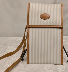 Allan Edwards Striped & Tan Cross Body Over Shoulder Handbag Purse - Picture 1 of 5