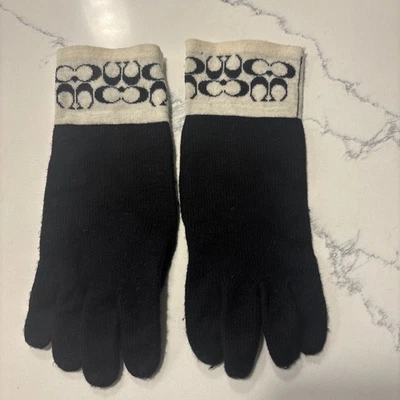 Coach Women’s Black Fabric Gloves Size 7 - Image 1 of 2