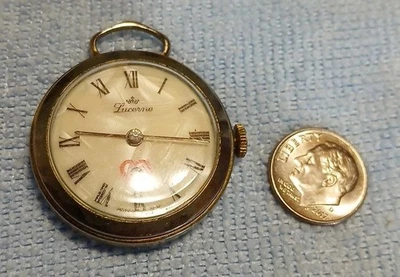 Vtg Lucerne Beating Heart Pocket Watch Pendant MOP Face Swiss Made Nice / Works  - Image 1 of 4