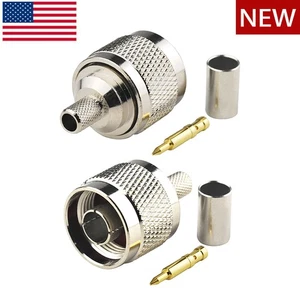 2Pcs N-Type Male Plug Crimp Type RF Connectors 50Ω for RG8X LMR240 Coax Cable - Picture 1 of 5