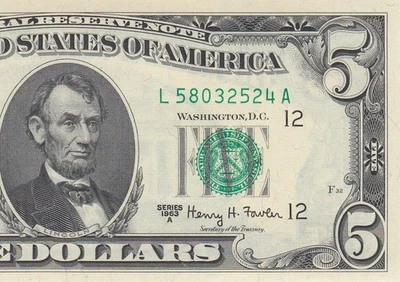 1963-A FEDERAL RESERVE NOTE "SAN FRANCISCO" $5 (( GEM UNC )) - Image 1 of 4