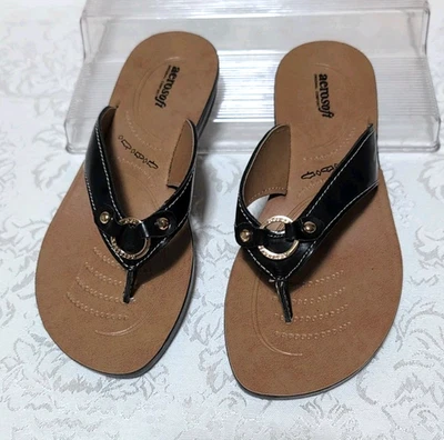 Aerosoft Original Comfort Black Flip Flops size 36 - US 5.5/6 - Image 1 of 4