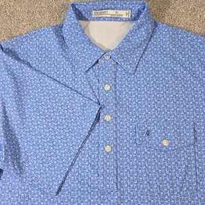 Criquet Polo Shirt Mens M Golf Performance Stretch Blue Geometric Short Sleeve - Picture 1 of 11