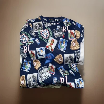 Синие бейсбольные карточки и фирменная футболка Polo Ralph Lauren для мальчиков. S-SM новые ярлыки - Изображение 1 из 4