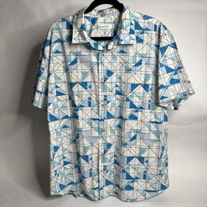 Calvin Klein Hombre Manga Corta Shir - Estampado Geométrico Abstracto - XXL - Blanco/Azul - Imagen 1 de 14