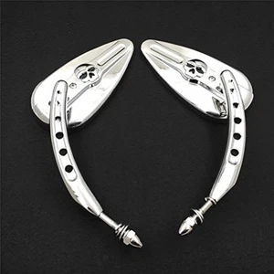 Espejos retrovisores laterales XKMT-cromados calavera compatibles con Harley Davidson 1984 en adelante para... - Imagen 1 de 6
