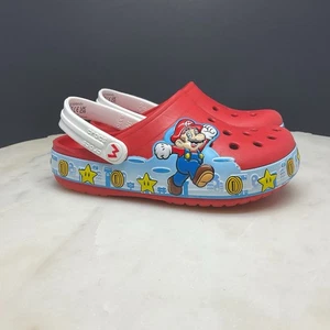 Crocs Clogs Kids Size 10 Fun Lab Super Mario Light Up Slip On Shoes Red 207058 - Picture 1 of 7
