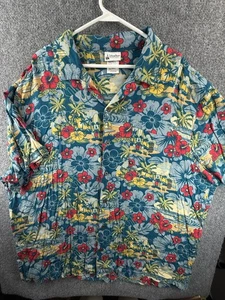 Disney Parks Topolino Camp 2XL Camicia Uomo Floreale Blu Tasca Hawaiana Viscosa - Foto 1 di 13