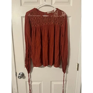 Camicetta Hippie Laundry Rust Boho in pizzo floreale nuova con etichetta taglia: Large - Foto 1 di 4