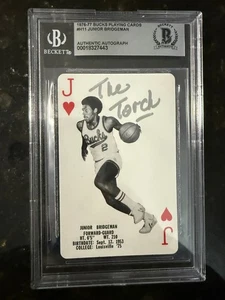 Carte da gioco Milwaukee Bucks 1976 White Hen Pantry JUNIOR BRIDGEMAN Auto BAS - Foto 1 di 4