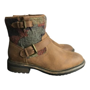 Sonoma Cecelia Chelsea Ankle Boots Women 9.5 Brown Faux Leather Suede Buckles - Picture 1 of 8