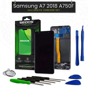 Display für Samsung Galaxy A7 2018 A750F Screen Bildschirm Black + Rahmen NEU - Bild 1 von 4