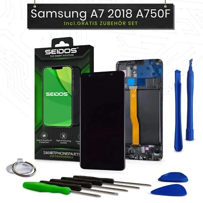 Display per Samsung Galaxy A7 2018 A750F schermo nero + cornice NUOVO - Immagine 1 di 4