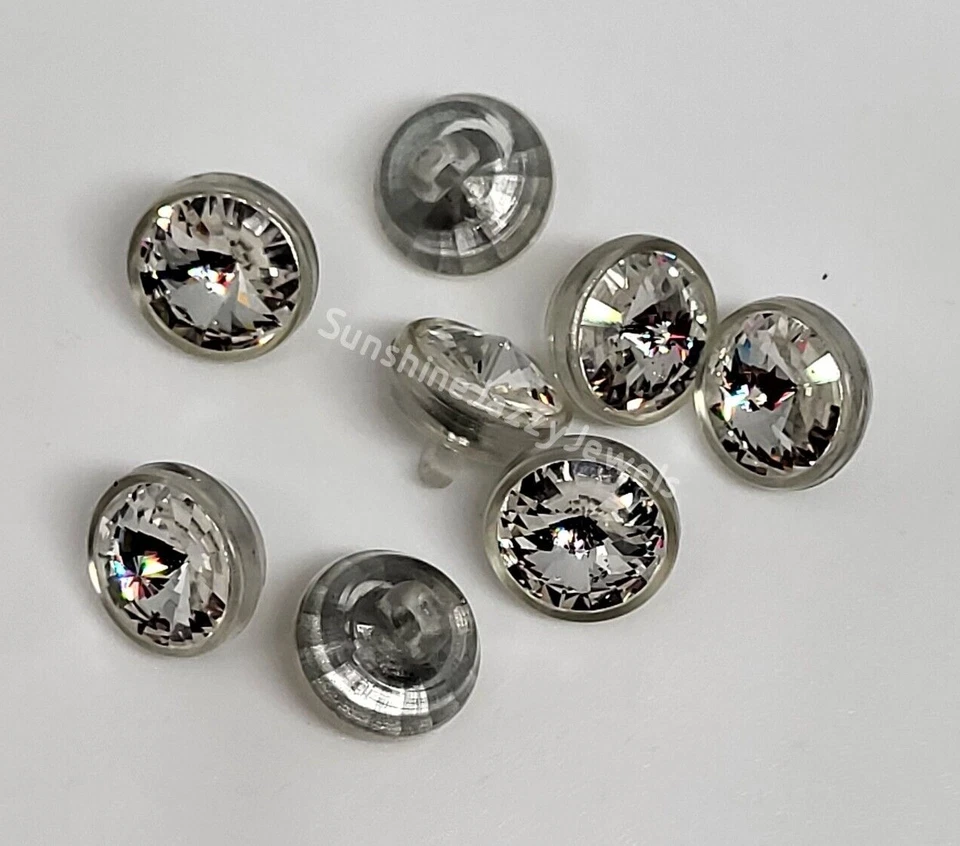 6 Stück Swarovski Kristallklar Knopf mit Kunststoffschaft 1770; 2 Größen: 7 mm oder 10 mm - Bild 1 von 4
