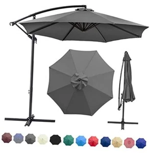 Patio Umbrella Canopy, Universal Replacement Cover for 10 Feet 8- Ribs Gray - Picture 1 of 7