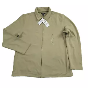 Alfani Twill Beige Zip-Front Harrington Knit Jacket Mens Medium - Picture 1 of 8