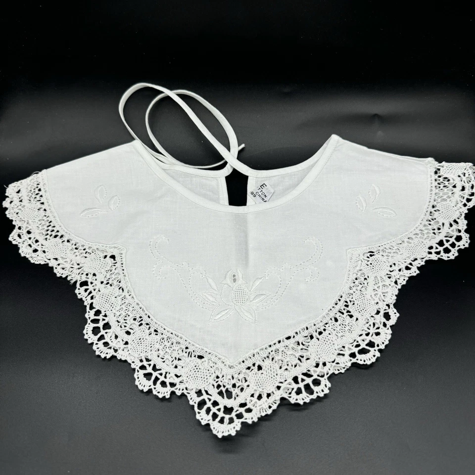 De colección Cuello de Encaje Bordado a Mano Abotonado Blanco Algodón Pekín Artesanías Foto 1 de 4