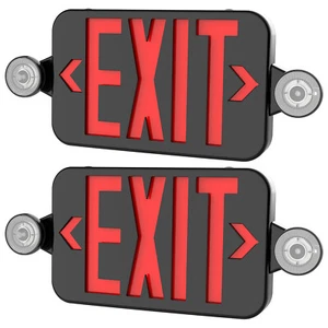 2 Pack Red LED Exit Sign, UL-Listed Emergency Light - Dual LED Lamp ABS Fire - Picture 1 of 7