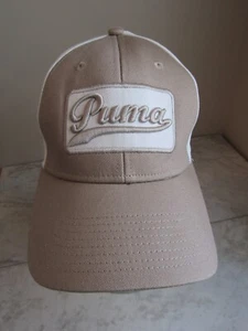 PUMA Dry Cell Tan/White 100% Cotton Adult Baseball Hat Adj OSFA - Picture 1 of 5