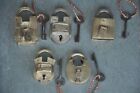 5 Pc Vintage Brass Handcrafted Different Brand & Shape Solid Padlocks