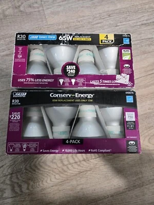 Feit R30 Reflector Conserv Energy 65W Replacement Light Bulbs 4-Pack #440076 NEW - Image 1 of 2