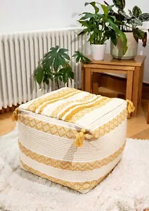 The Nila Ochre Pouffe - Picture 1 of 8
