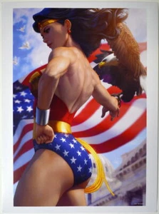 WONDER WOMAN 750 Print by Artist Stanley Lau ARTGERM w Double Sided Printing - Picture 1 of 2