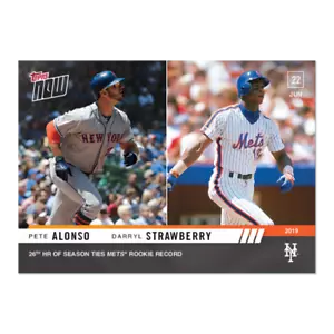 2019 TOPPS NOW #418 PETE ALONSO 26TH HR TIES DARRYL STRAWBERRY METS RC RECOR - Picture 1 of 2
