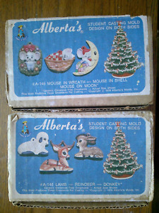 Lot of 2 Vintage Sets Alberta's Casting Molds Christmas Ornaments ANIMALS