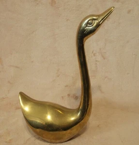 Vintage 🦢 MCM 8.5" Brass Swan/Duck Sculpture Goose Figure Figurine Statue - Picture 1 of 5