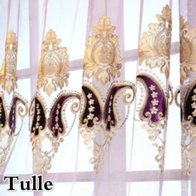 1PC Embroidery Blackout Chenille Curtain Window Tulle Panel Grommet Top Bedroom - Image 1 of 4