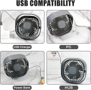 3 Speeds Small USB Desk Fan Portable Desktop Fan 4 inch Mini Fan for Home Office - Picture 1 of 5